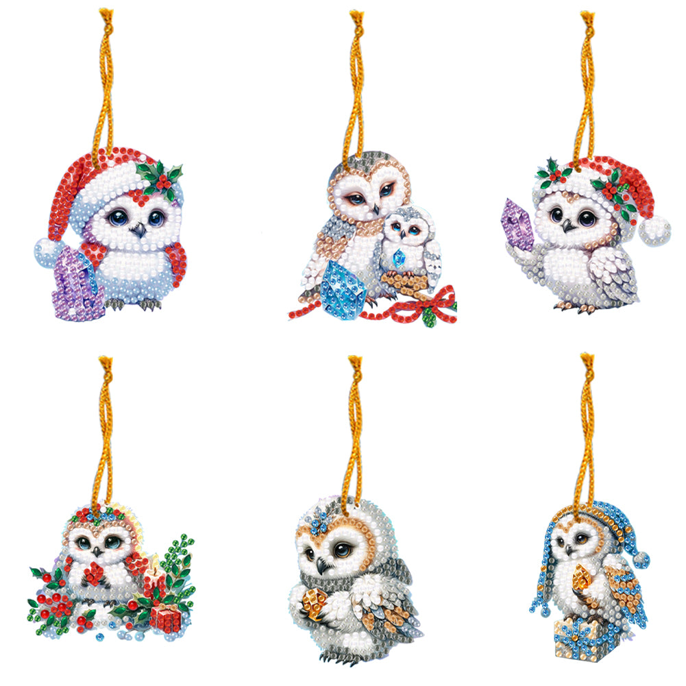 6pcs Xmas 2D Flat DIY Hanging Diamond Art Kits Window Hanging Art for Home Decor