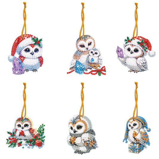 6pcs Xmas 2D Flat DIY Hanging Diamond Art Kits Window Hanging Art for Home Decor