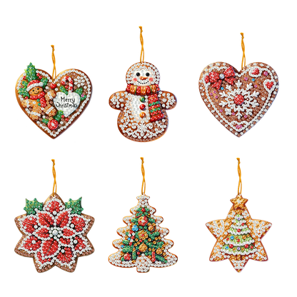 6pcs Xmas 2D Flat DIY Hanging Diamond Art Kits Window Hanging Art for Home Decor