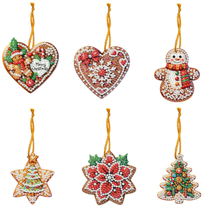 6pcs Xmas 2D Flat DIY Hanging Diamond Art Kits Window Hanging Art for Home Decor
