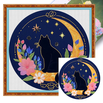 Pensive Cat - 11CT Stamped Cross Stitch 24*24CM(Mona Lisa Brand)