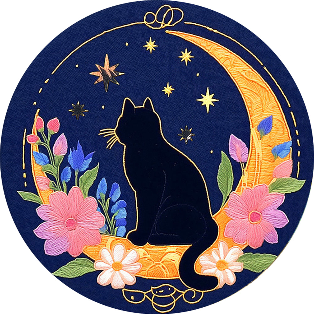 Pensive Cat - 11CT Stamped Cross Stitch 24*24CM(Mona Lisa Brand)