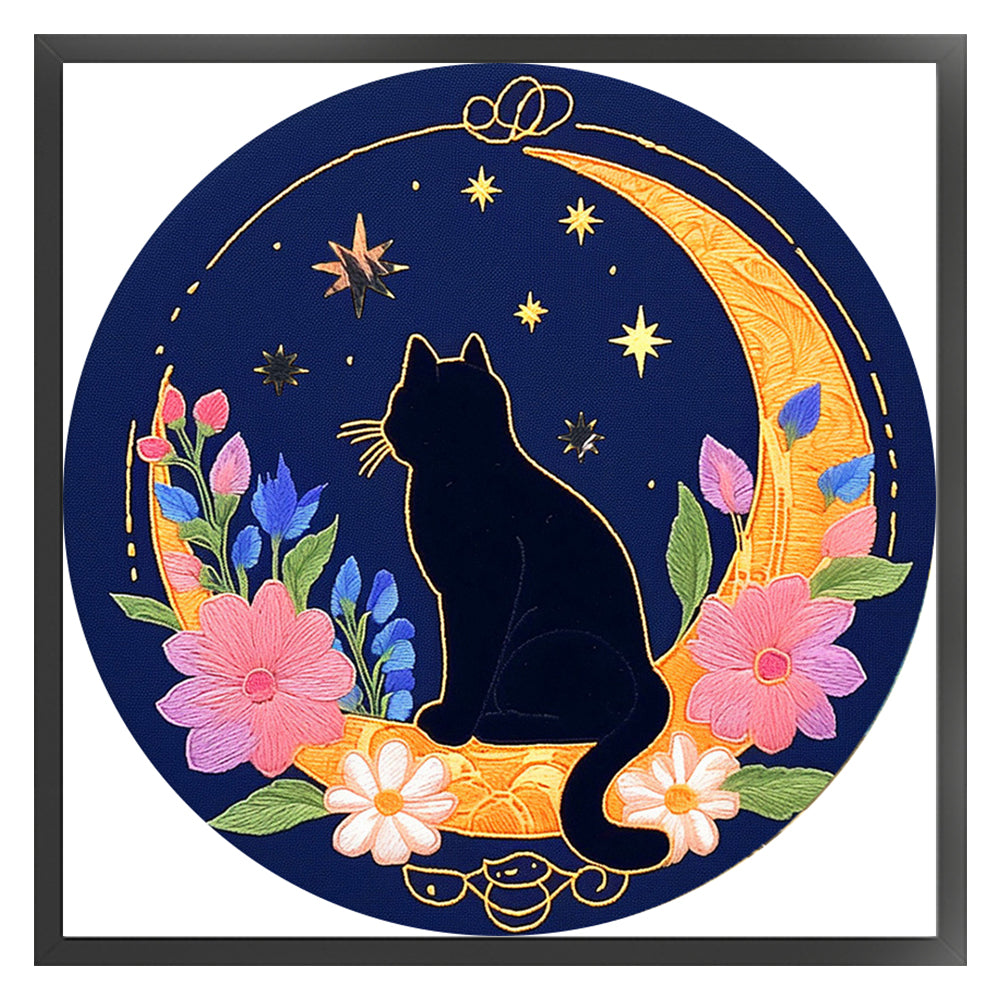 Pensive Cat - 11CT Stamped Cross Stitch 24*24CM(Mona Lisa Brand)