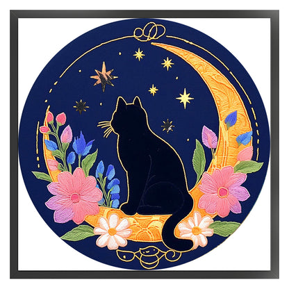 Pensive Cat - 11CT Stamped Cross Stitch 24*24CM(Mona Lisa Brand)