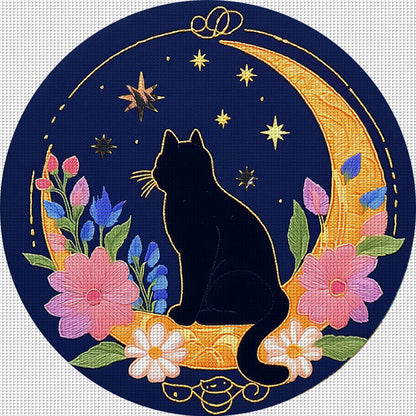 Pensive Cat - 11CT Stamped Cross Stitch 24*24CM(Mona Lisa Brand)