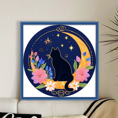 Pensive Cat - 11CT Stamped Cross Stitch 24*24CM(Mona Lisa Brand)