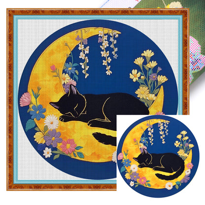 Sleeping Cat - 11CT Stamped Cross Stitch 24*24CM(Mona Lisa Brand)