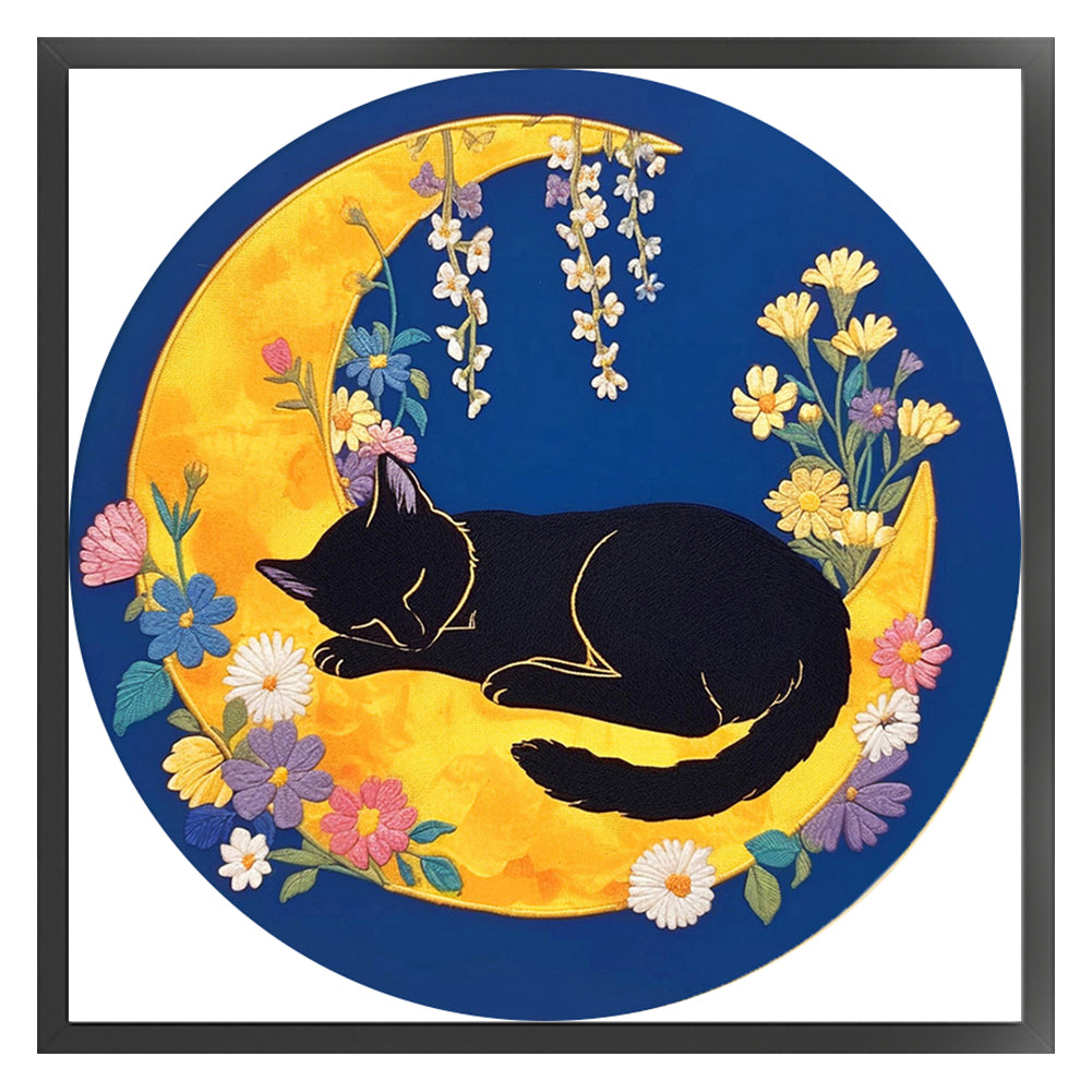 Sleeping Cat - 11CT Stamped Cross Stitch 24*24CM(Mona Lisa Brand)