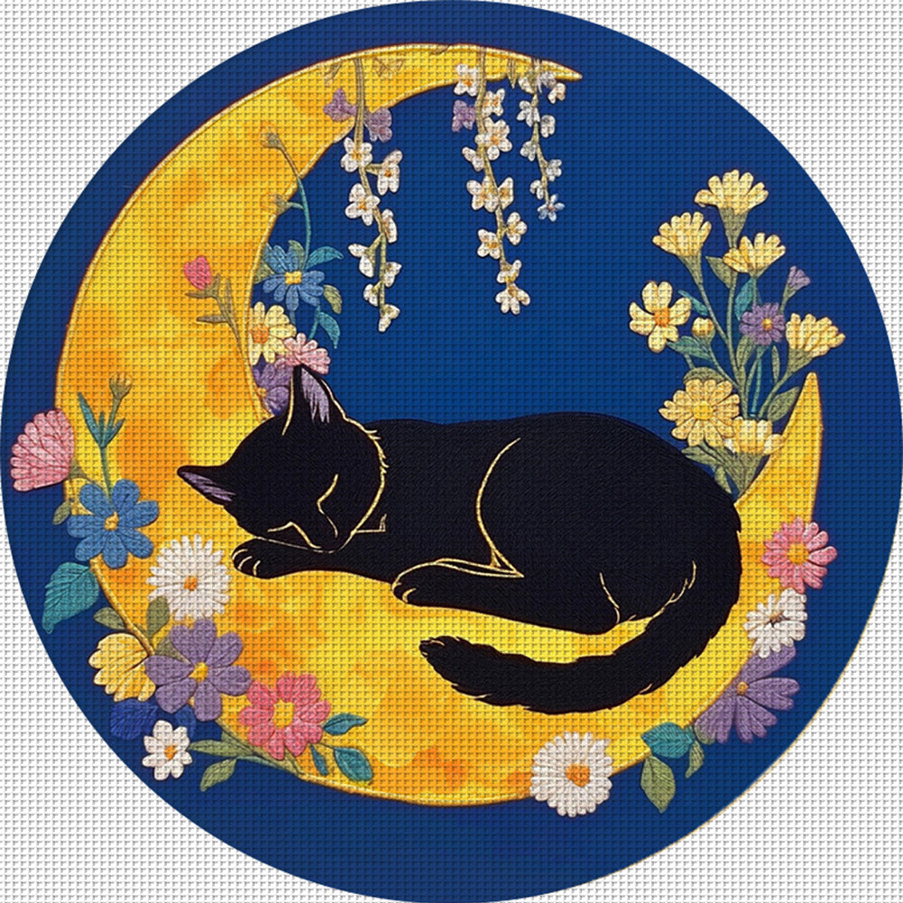 Sleeping Cat - 11CT Stamped Cross Stitch 24*24CM(Mona Lisa Brand)