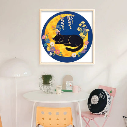 Sleeping Cat - 11CT Stamped Cross Stitch 24*24CM(Mona Lisa Brand)