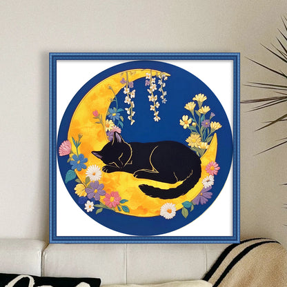 Sleeping Cat - 11CT Stamped Cross Stitch 24*24CM(Mona Lisa Brand)