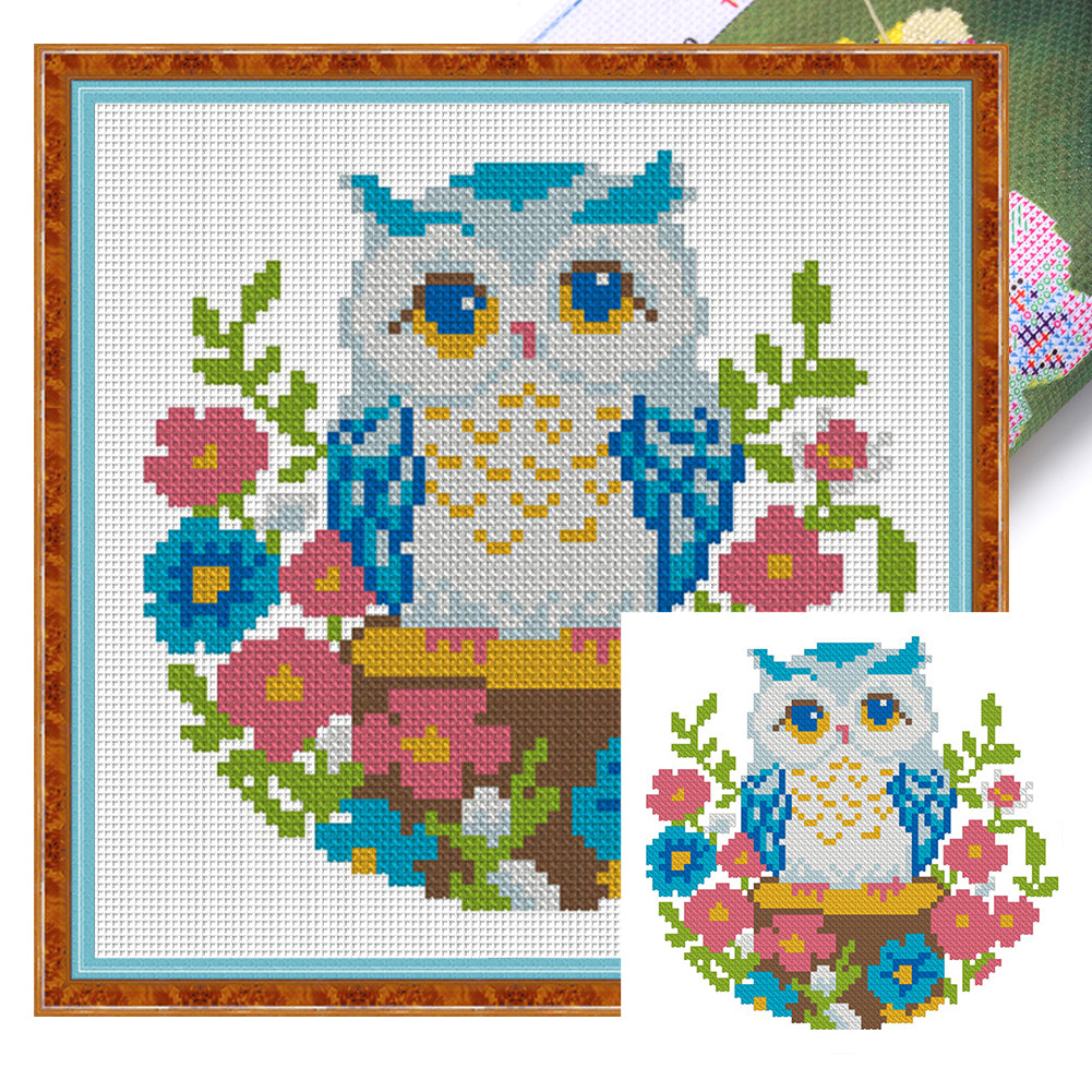 Cute Owl - 11CT Stamped Cross Stitch 24*24CM(Mona Lisa Brand)