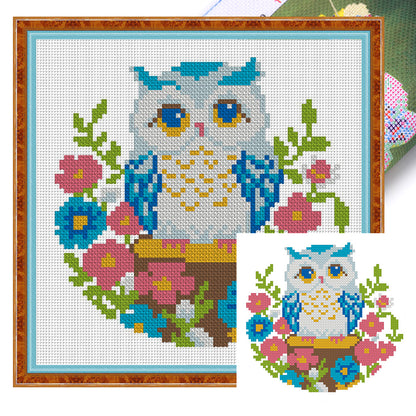 Cute Owl - 11CT Stamped Cross Stitch 24*24CM(Mona Lisa Brand)