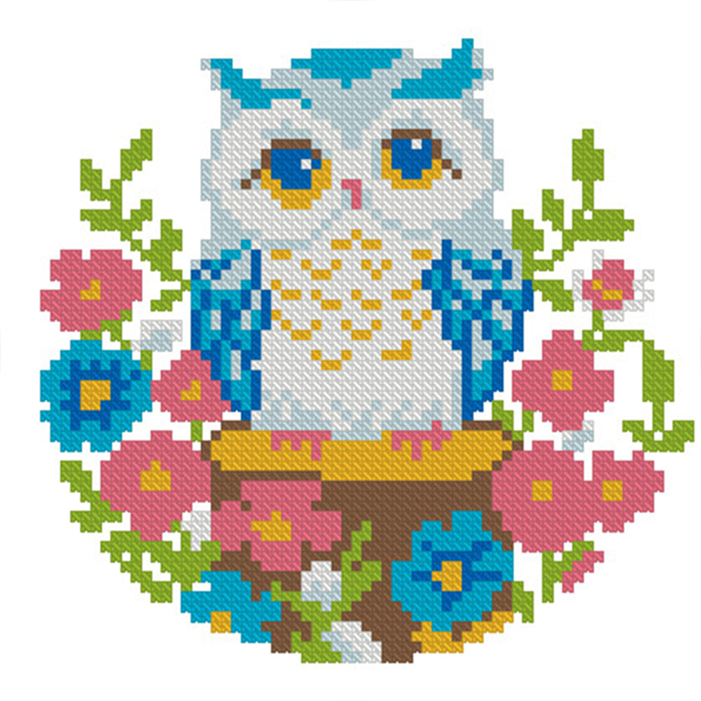 Cute Owl - 11CT Stamped Cross Stitch 24*24CM(Mona Lisa Brand)