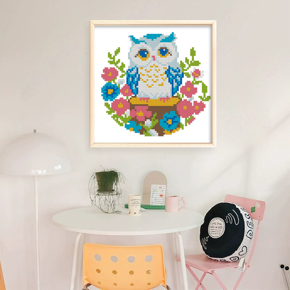 Cute Owl - 11CT Stamped Cross Stitch 24*24CM(Mona Lisa Brand)