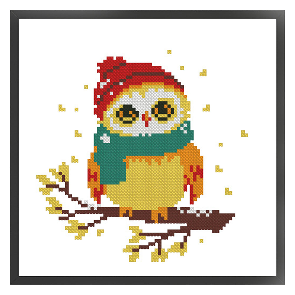 Owl With Scarf - 11CT Stamped Cross Stitch 24*24CM(Mona Lisa Brand)