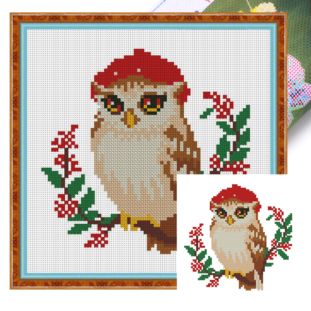 Owl - 11CT Stamped Cross Stitch 24*24CM(Mona Lisa Brand)