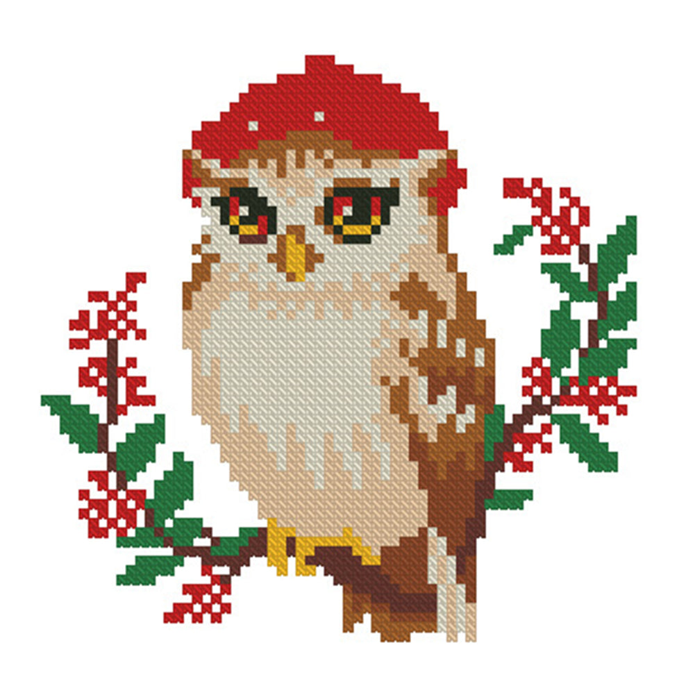 Owl - 11CT Stamped Cross Stitch 24*24CM(Mona Lisa Brand)