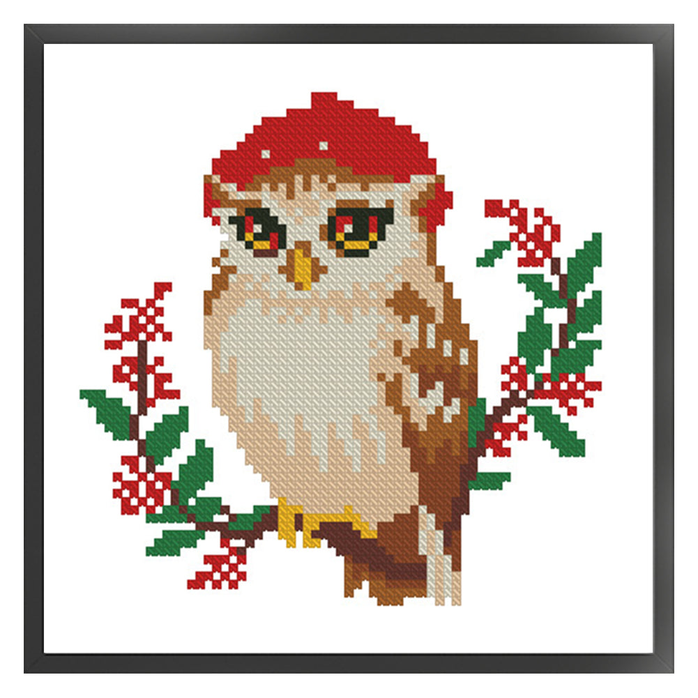 Owl - 11CT Stamped Cross Stitch 24*24CM(Mona Lisa Brand)