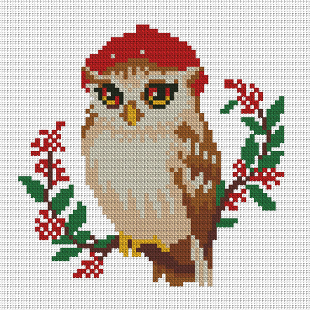 Owl - 11CT Stamped Cross Stitch 24*24CM(Mona Lisa Brand)