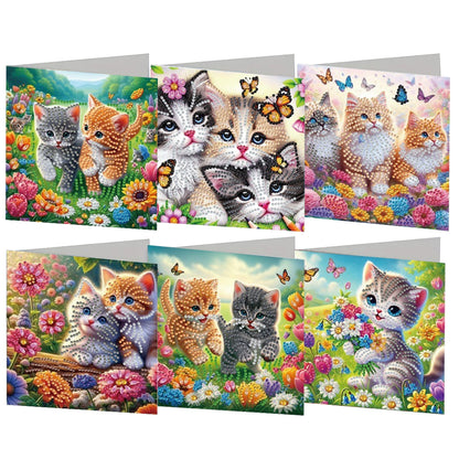 6PCS DIY Animal Pattern Diamond Art Greeting Cards Congratulations Cards & Gifts