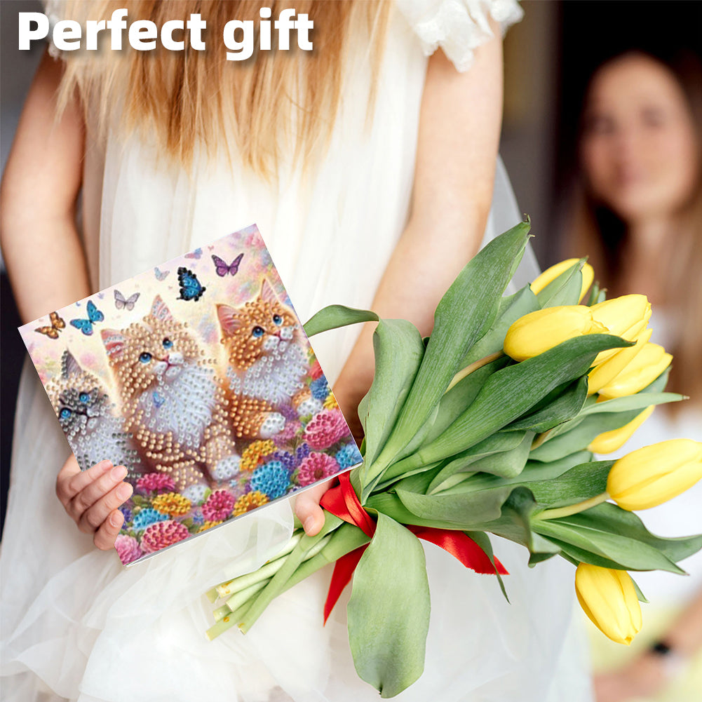 6PCS DIY Animal Pattern Diamond Art Greeting Cards Congratulations Cards & Gifts