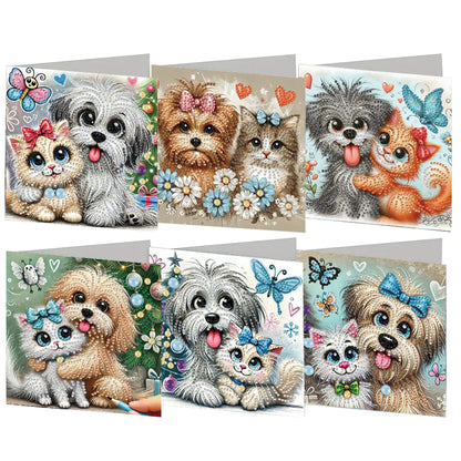 6PCS DIY Animal Pattern Diamond Art Greeting Cards Congratulations Cards & Gifts