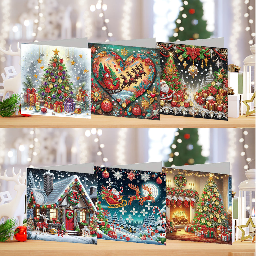 6PCS DIY Animal Pattern Diamond Art Greeting Cards Congratulations Cards & Gifts
