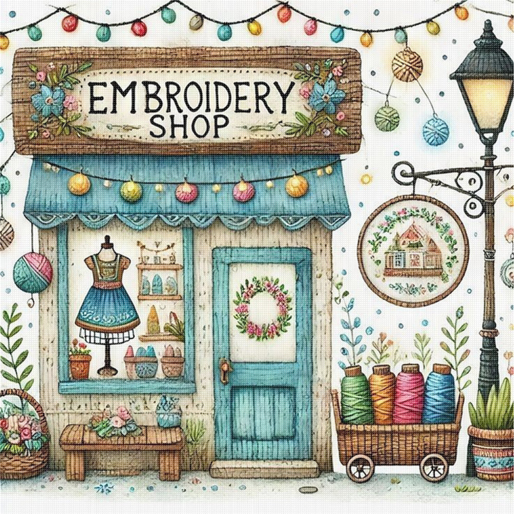 Sewing Hut - 14CT Stamped Cross Stitch 40*40CM