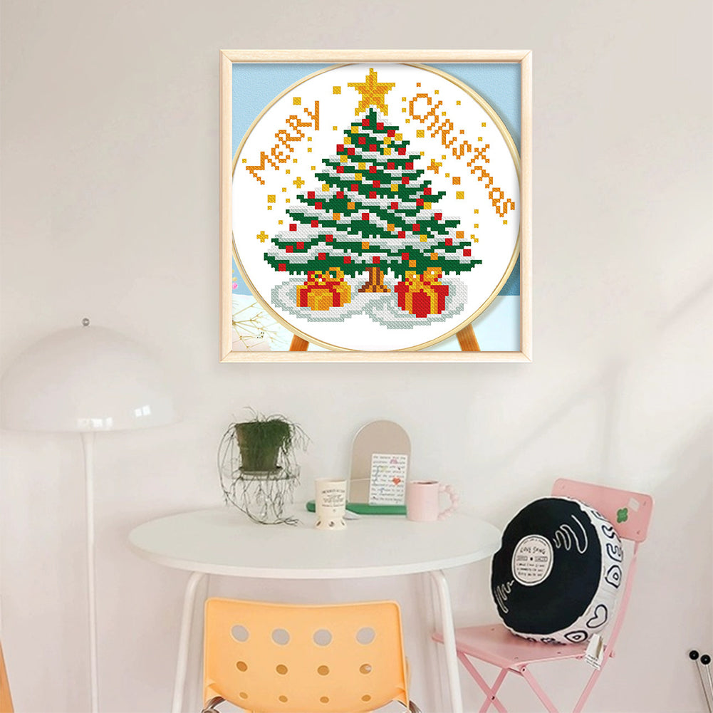 Christmas Cedar - 11CT Stamped Cross Stitch 24*24CM(Mona Lisa Brand)