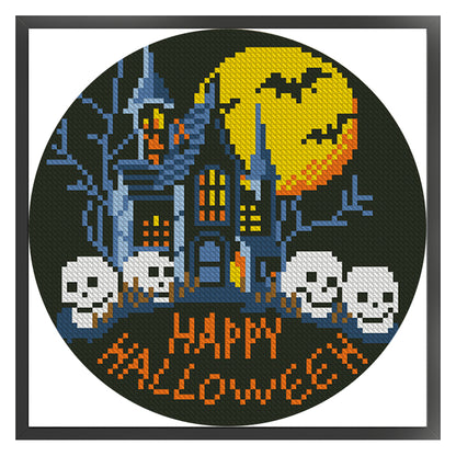Halloween Haunted House - 11CT Stamped Cross Stitch 24*24CM(Mona Lisa Brand)