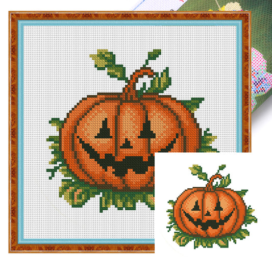 Halloween Pumpkin - 11CT Stamped Cross Stitch 24*24CM(Mona Lisa Brand)