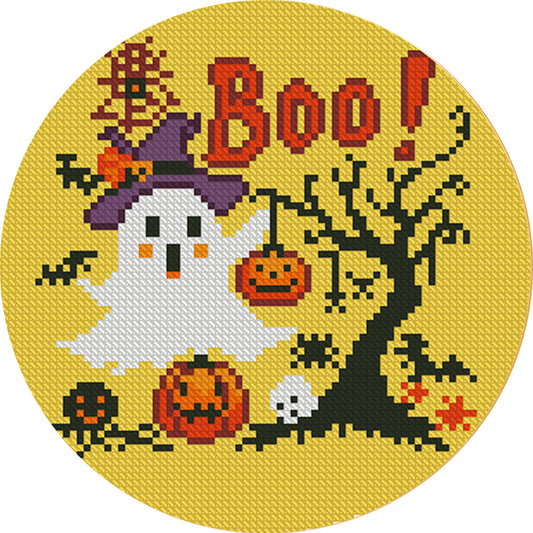 Halloween Ghost - 11CT Stamped Cross Stitch 24*24CM(Mona Lisa Brand)