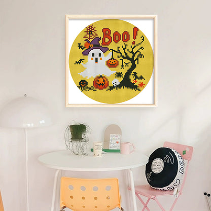 Halloween Ghost - 11CT Stamped Cross Stitch 24*24CM(Mona Lisa Brand)