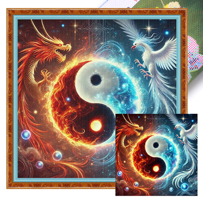 Tai Chi Diagram Dragon And Phoenix - 11CT Stamped Cross Stitch 40*40CM