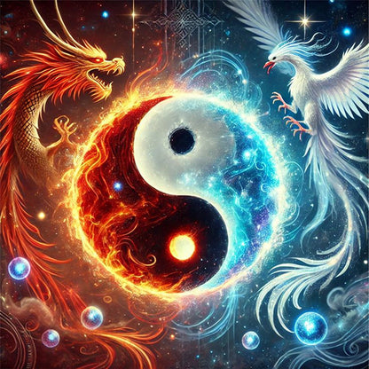 Tai Chi Diagram Dragon And Phoenix - 11CT Stamped Cross Stitch 40*40CM