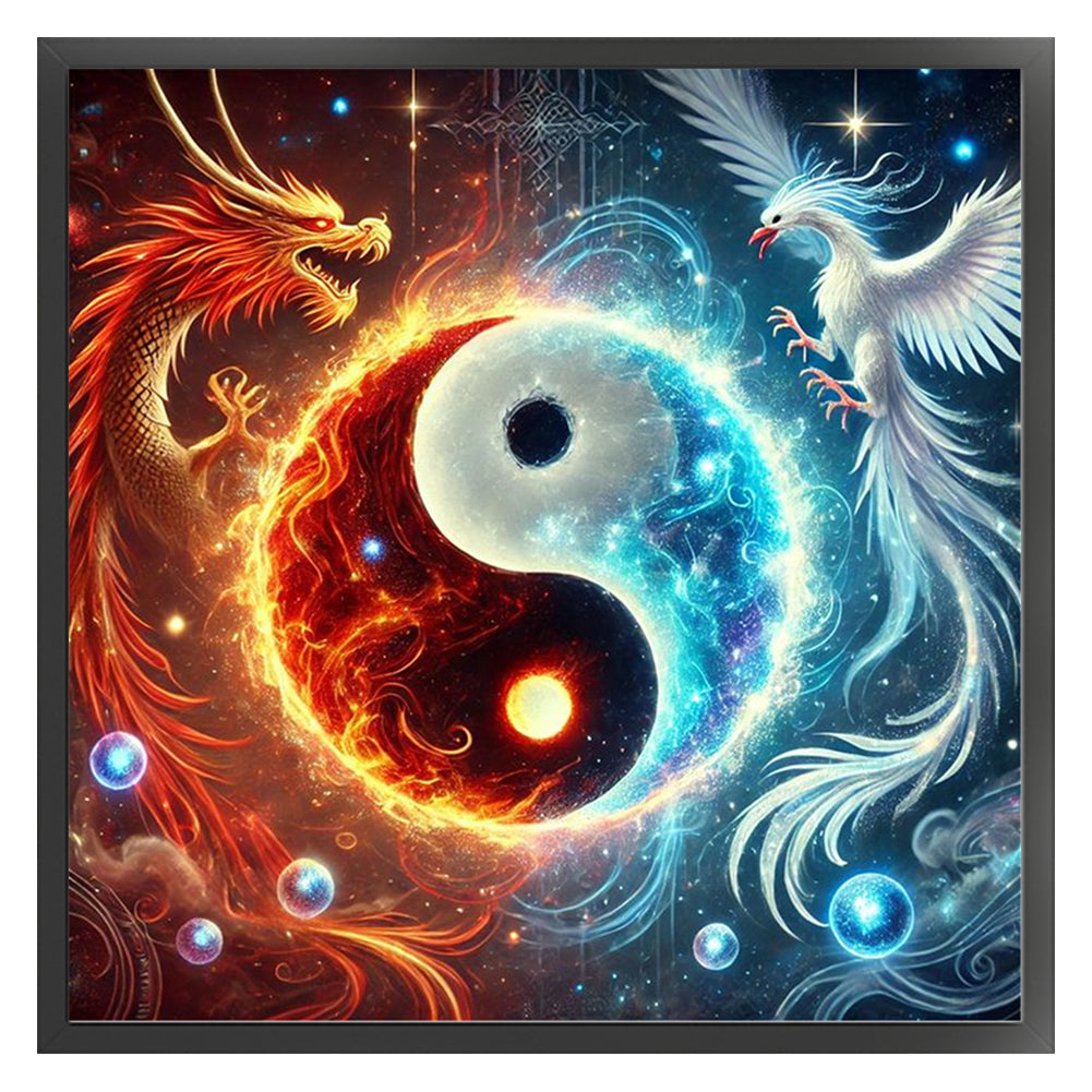 Tai Chi Diagram Dragon And Phoenix - 11CT Stamped Cross Stitch 40*40CM