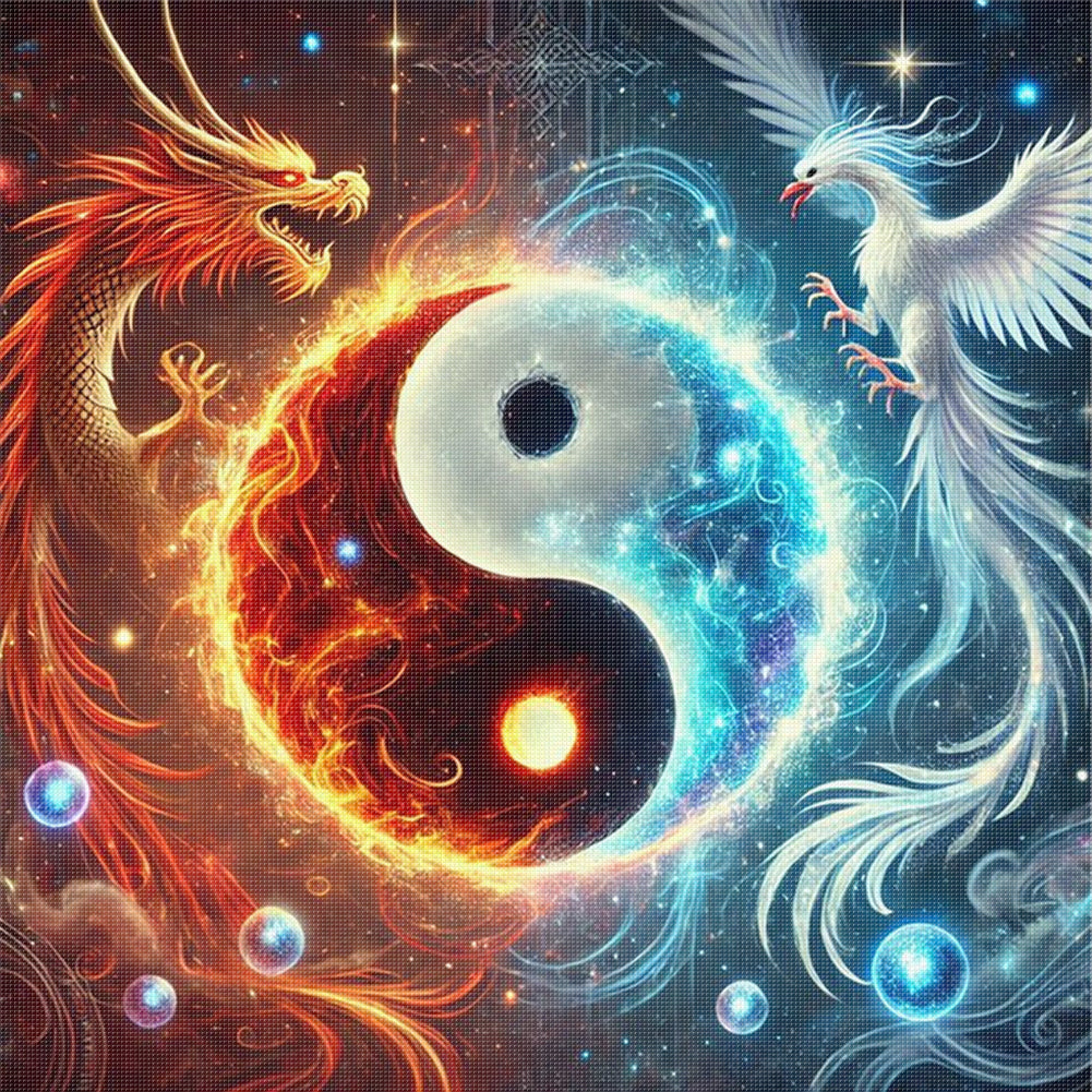 Tai Chi Diagram Dragon And Phoenix - 11CT Stamped Cross Stitch 40*40CM