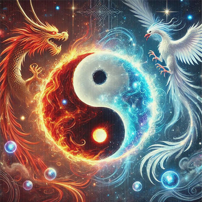 Tai Chi Diagram Dragon And Phoenix - 11CT Stamped Cross Stitch 40*40CM