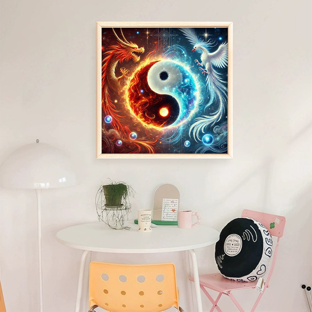 Tai Chi Diagram Dragon And Phoenix - 11CT Stamped Cross Stitch 40*40CM