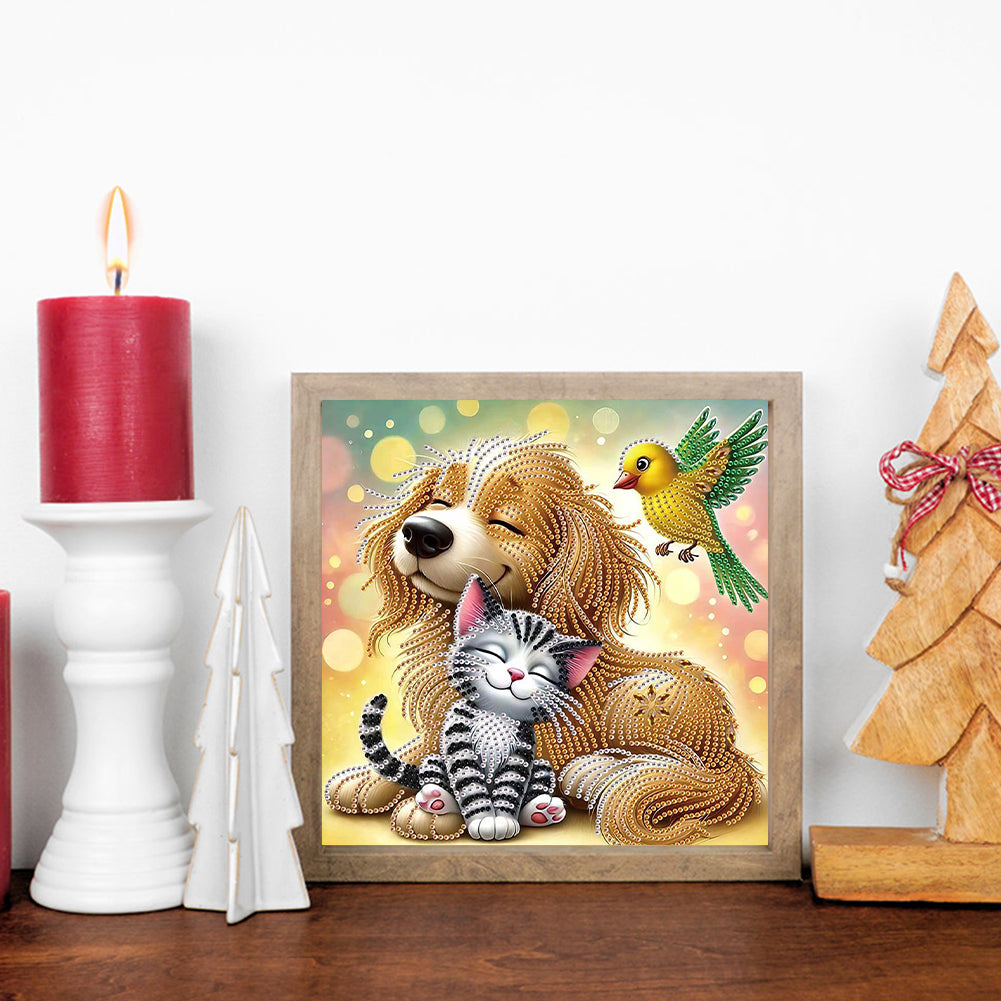 Friendly Cats And Dogs - Special Shaped Drill Diamond Painting 30*30CM