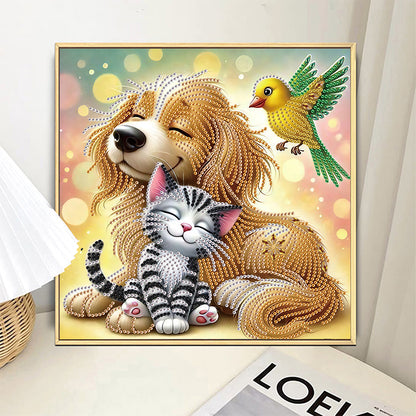 Friendly Cats And Dogs - Special Shaped Drill Diamond Painting 30*30CM