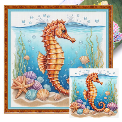 Seahorse - 11CT Stamped Cross Stitch 40*40CM