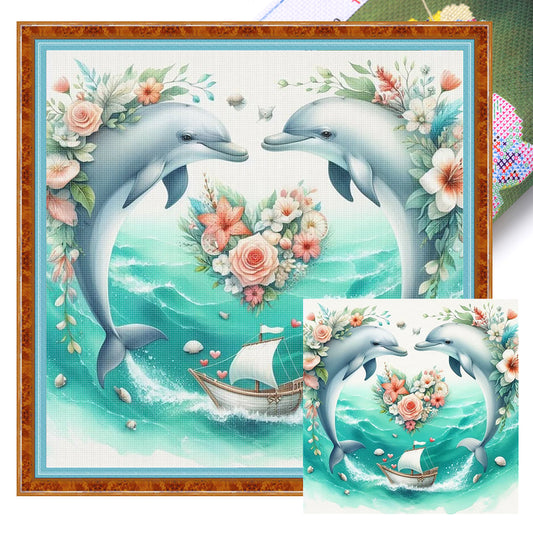 Dolphin - 11CT Stamped Cross Stitch 40*40CM