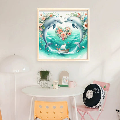 Dolphin - 11CT Stamped Cross Stitch 40*40CM