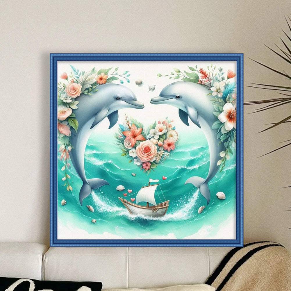 Dolphin - 11CT Stamped Cross Stitch 40*40CM