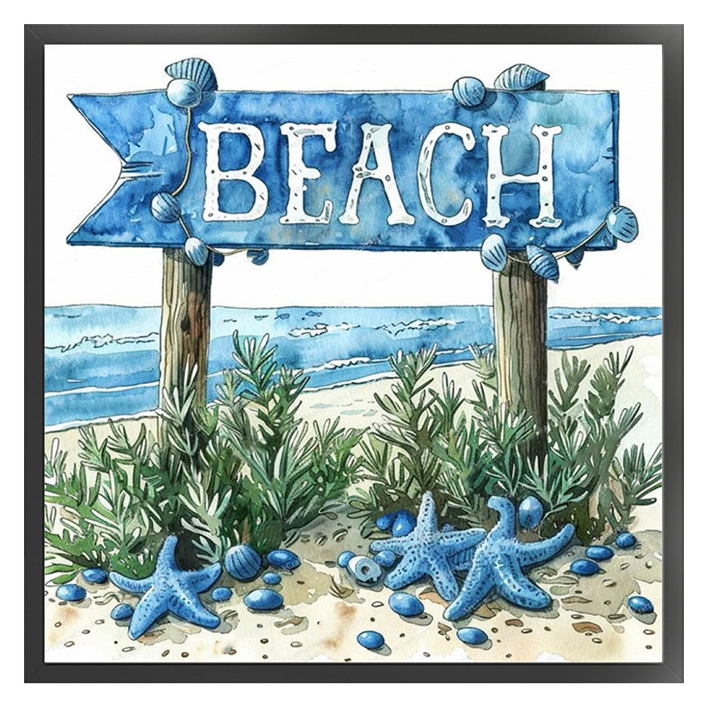 Beach Sign - 11CT Stamped Cross Stitch 40*40CM