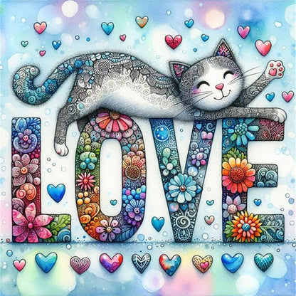 Love Cat - 11CT Stamped Cross Stitch 40*40CM