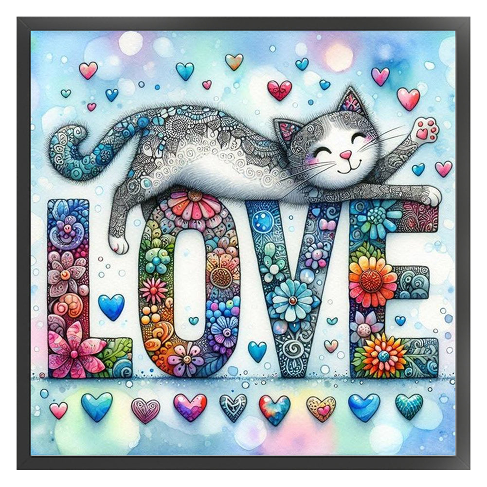 Love Cat - 11CT Stamped Cross Stitch 40*40CM