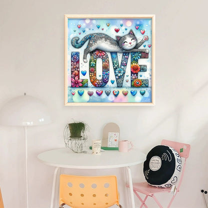 Love Cat - 11CT Stamped Cross Stitch 40*40CM